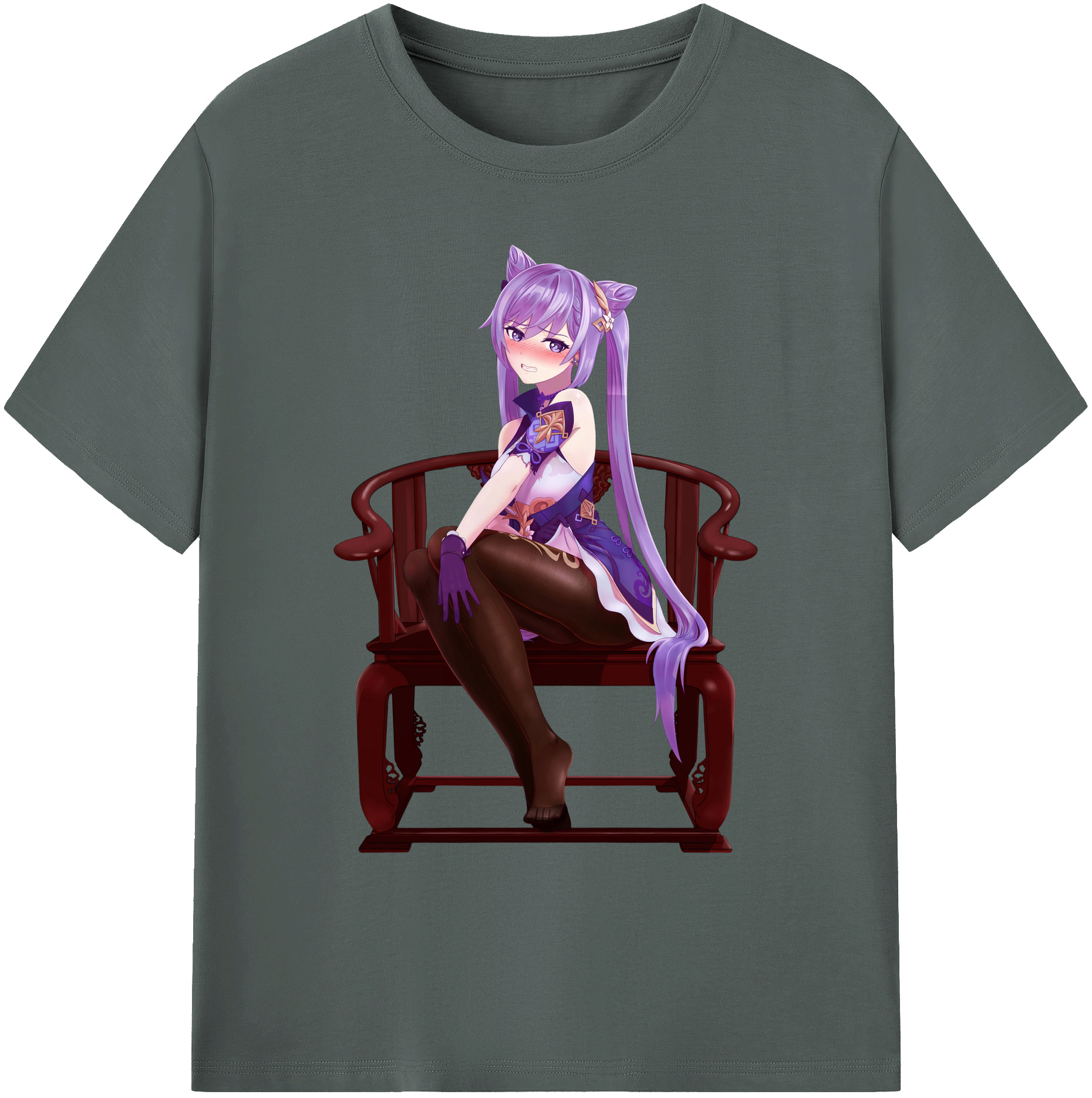 げんし神 刻晴 こくせい genshin Kokusei 綿100％ メンズ半袖Tシャツ｜肌触りやわらか＆通気性